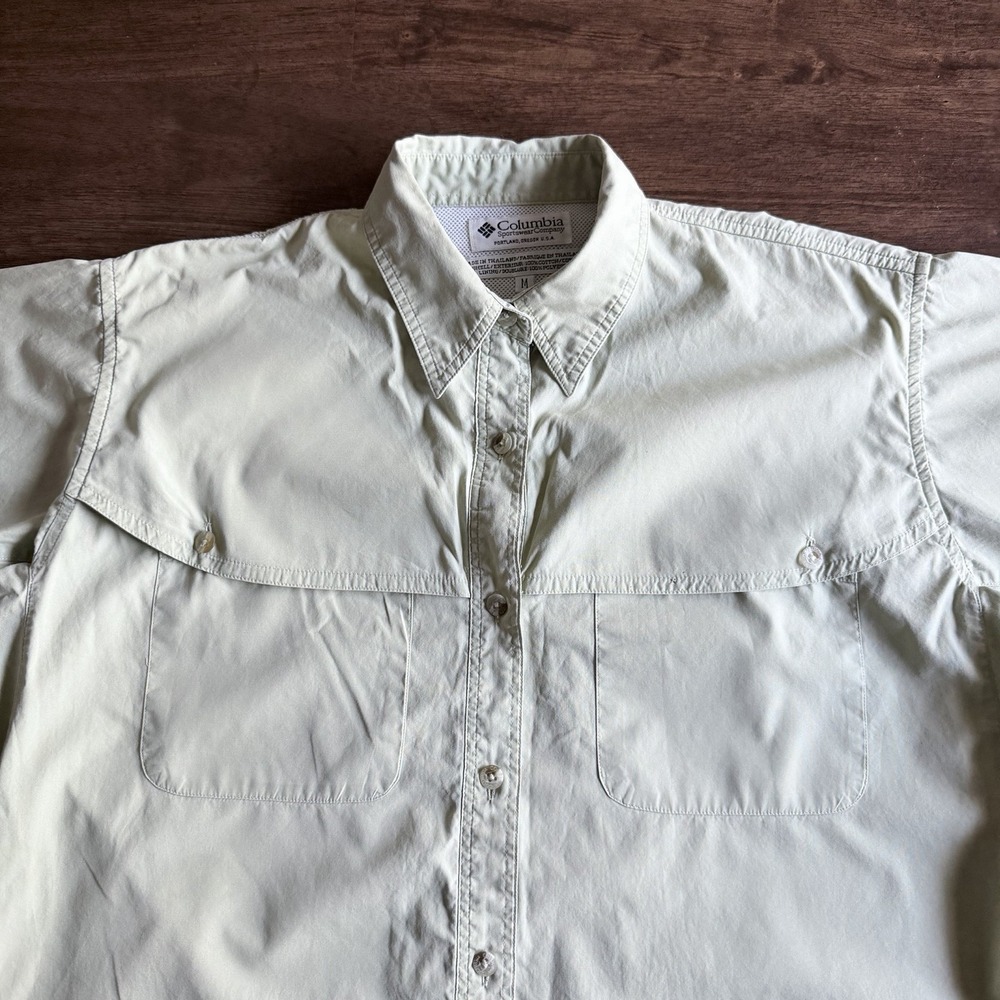 Columbia PFG Fishing Shirt Short Sleeve Men's Size M Pastel Green Vented